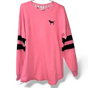 Victoria's Secret PINK Campus Long-Sleeve Tee in a bright pink color